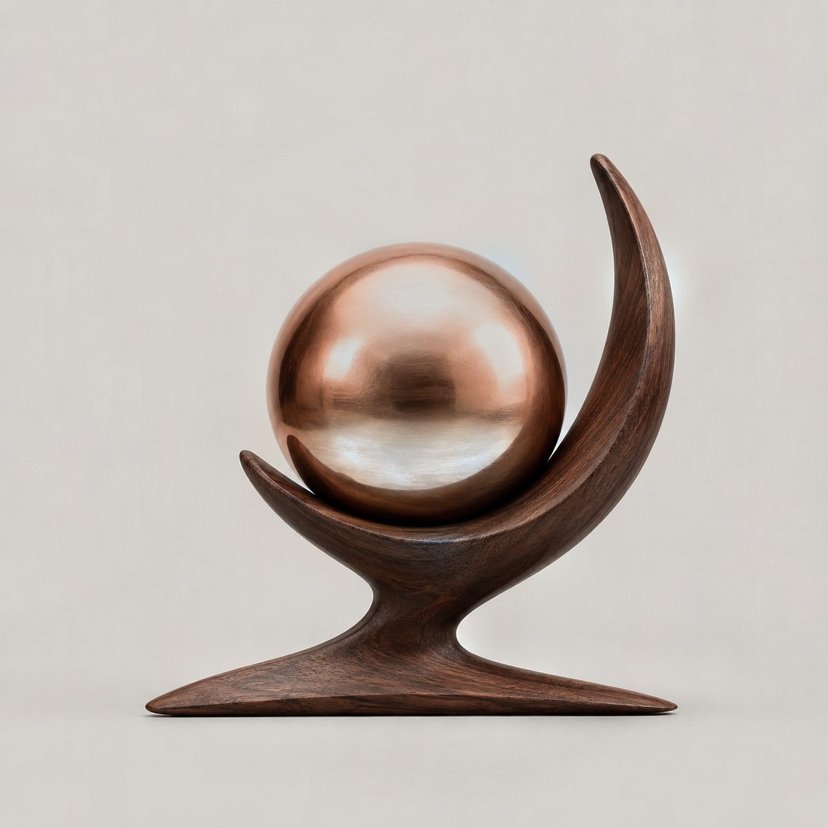 Chalice, ARKA I: 1 × 50 mm copper spheres resting in seats carved into a walnut form